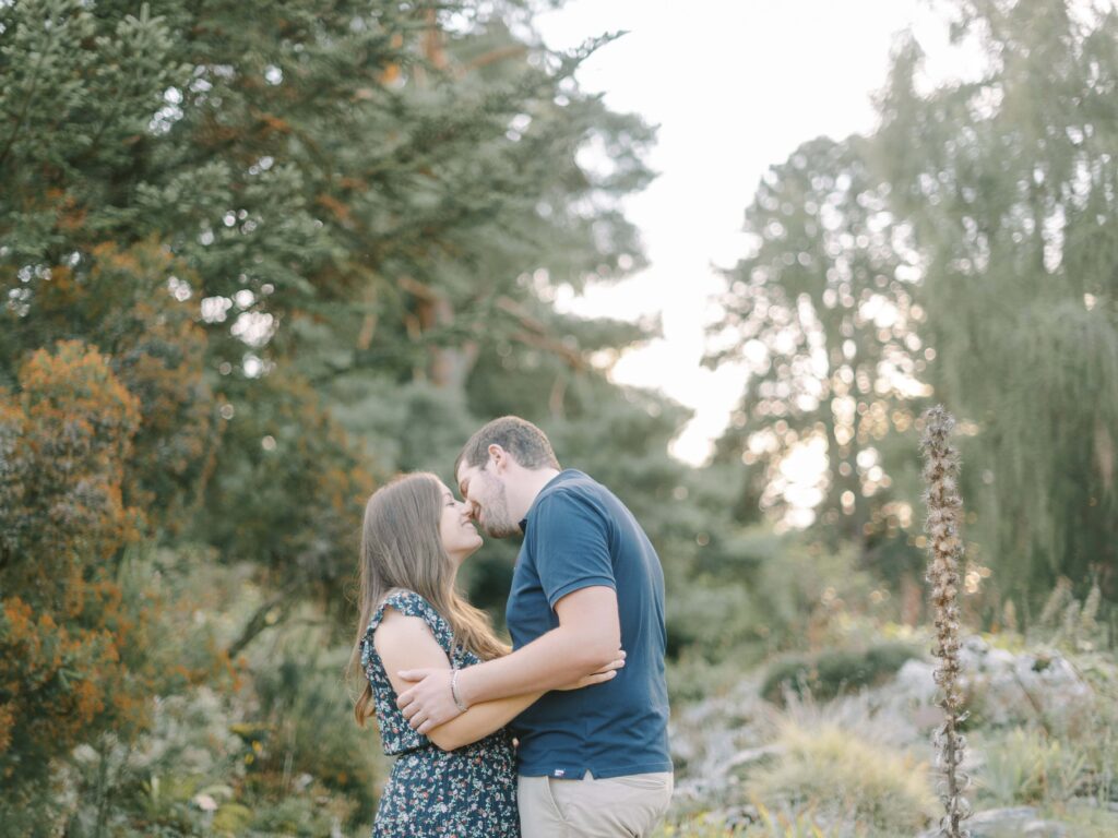 Fine art engagement photos in Geneva botanical garden