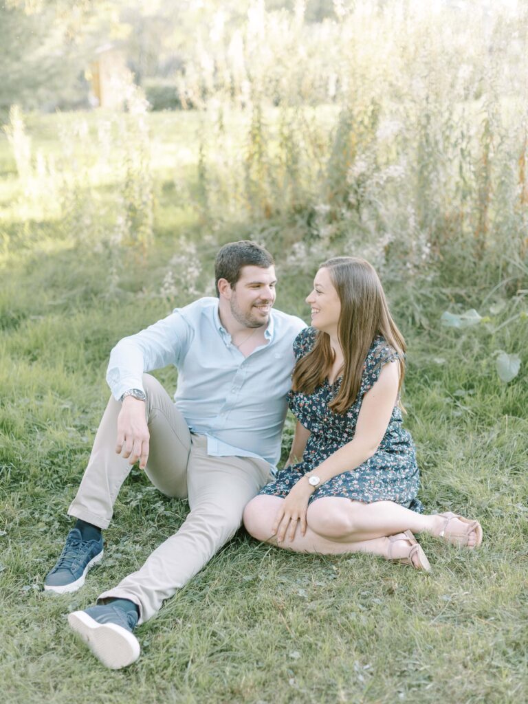 Botanical garden Geneva engagement session surrounded by greenery