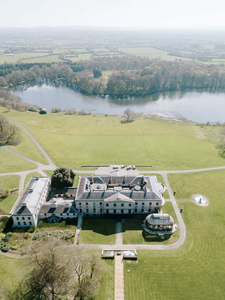 Grand exterior of Ballyfin Demesne with parklands