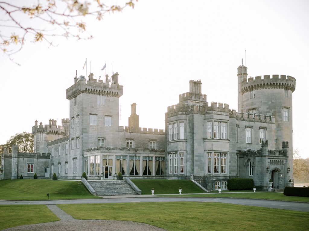 Dromoland Castle main building surrounded by gardens