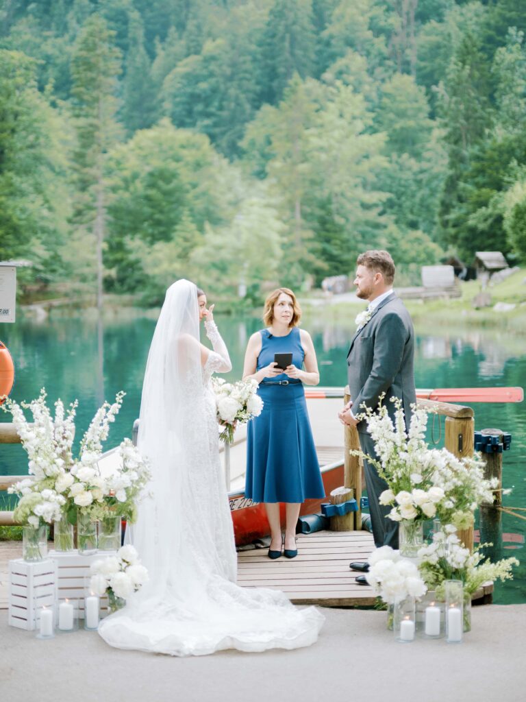 Switzerland elopement photography at Blausee forest