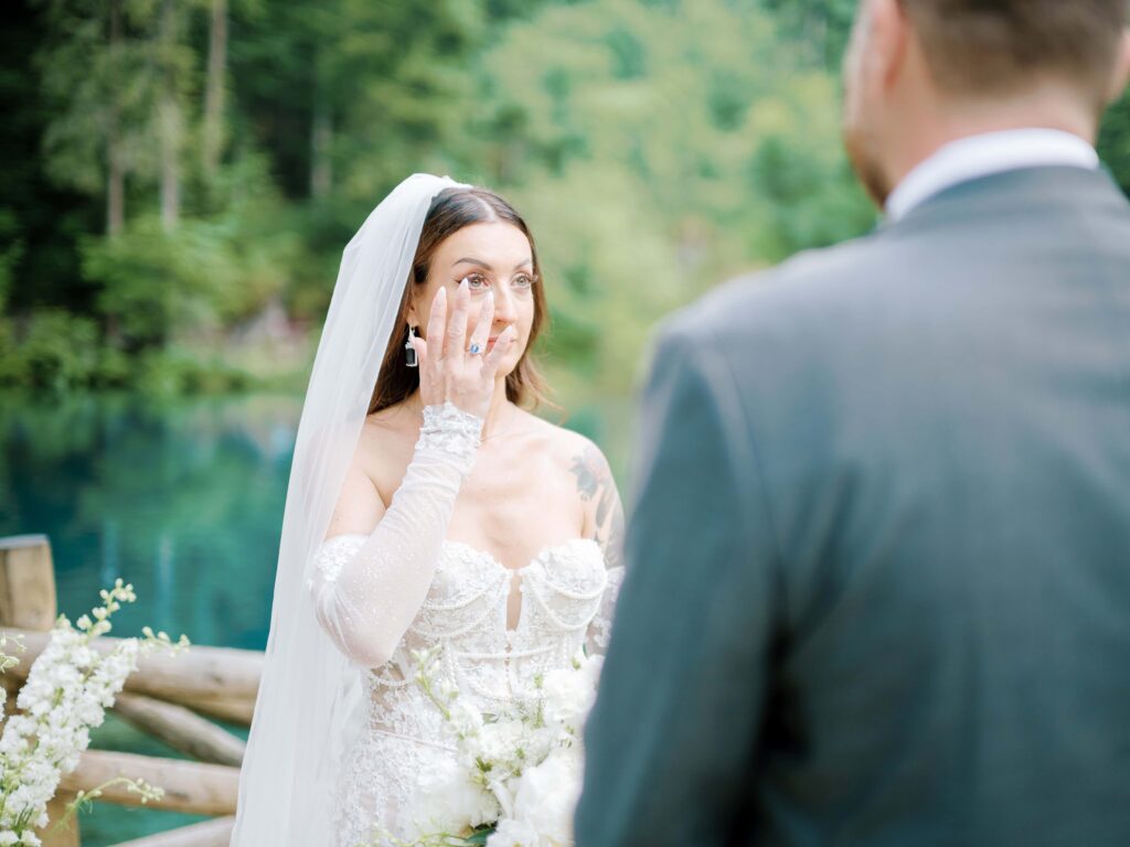 Emotional moment as bride and groom elope in Switzerland