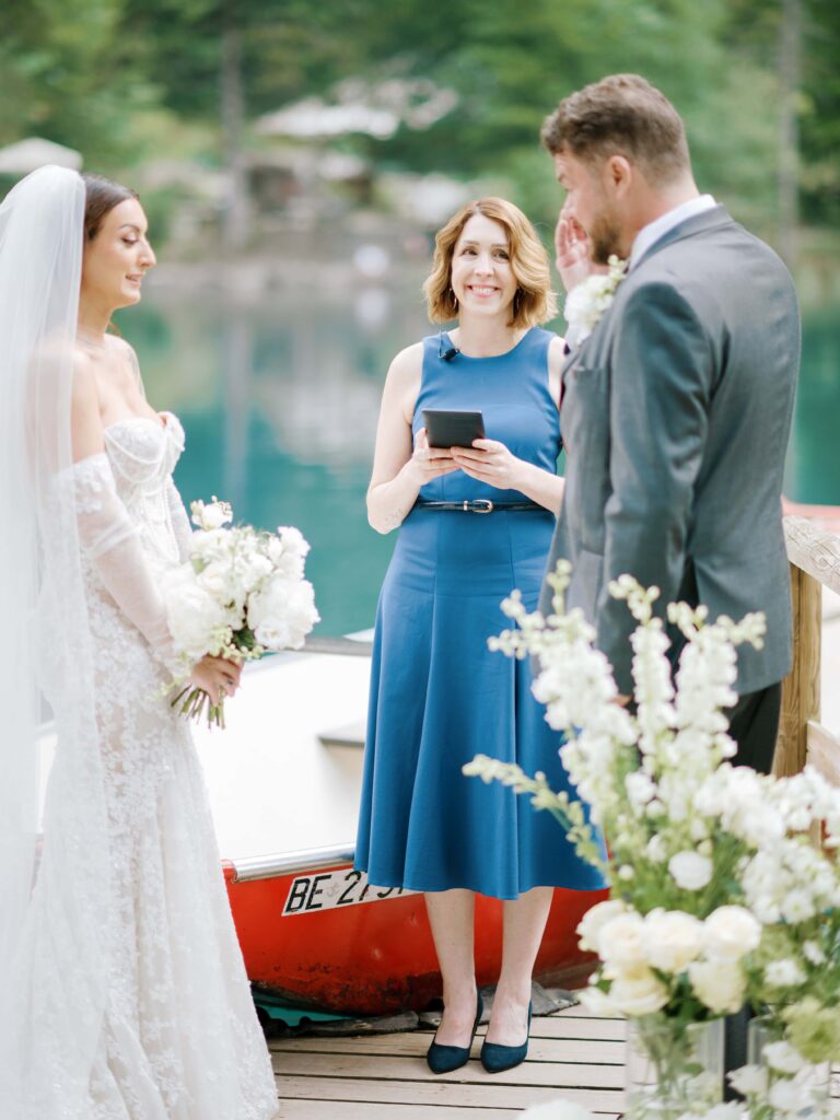 Intimate ceremony for couples who elope in Switzerland by the water