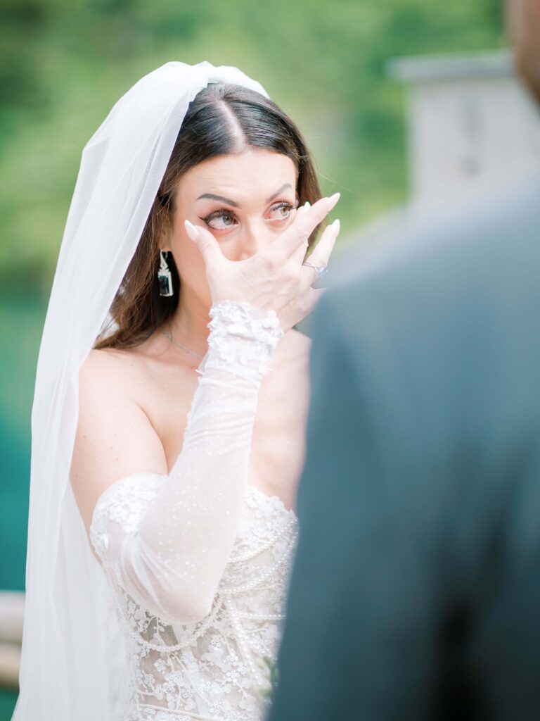 Tearful vows during an intimate elope in Switzerland ceremony
