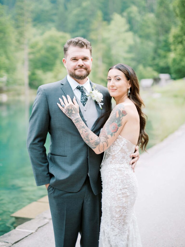 Eloping in Switzerland at sunset in the Alps